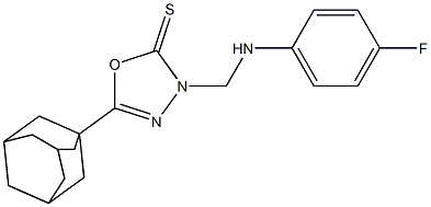5-(1-adamantyl)-3-[(4-fluoroanilino)methyl]-1,3,4-oxadiazole-2(3H)-thione Struktur