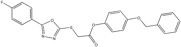 4-(benzyloxy)phenyl {[5-(4-fluorophenyl)-1,3,4-oxadiazol-2-yl]sulfanyl}acetate Struktur