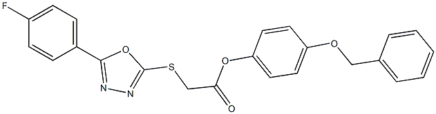 4-(benzyloxy)phenyl {[5-(4-fluorophenyl)-1,3,4-oxadiazol-2-yl]sulfanyl}acetate 结构式