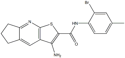 3-amino-N-(2-bromo-4-methylphenyl)-6,7-dihydro-5H-cyclopenta[b]thieno[3,2-e]pyridine-2-carboxamide 化学構造式