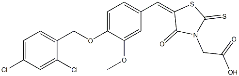 (5-{4-[(2,4-dichlorobenzyl)oxy]-3-methoxybenzylidene}-4-oxo-2-thioxo-1,3-thiazolidin-3-yl)acetic acid Structure