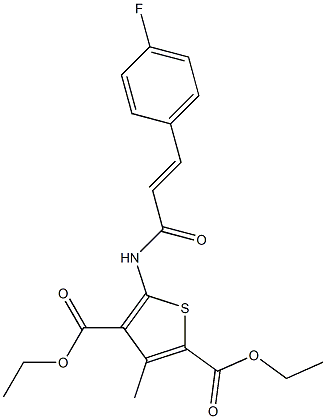 diethyl 5-{[3-(4-fluorophenyl)acryloyl]amino}-3-methyl-2,4-thiophenedicarboxylate 化学構造式