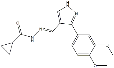 N'-{[3-(3,4-dimethoxyphenyl)-1H-pyrazol-4-yl]methylene}cyclopropanecarbohydrazide Struktur