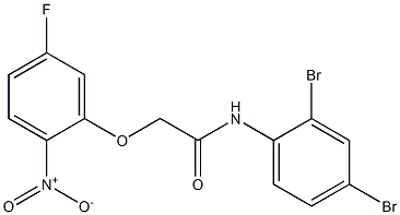 N-(2,4-dibromophenyl)-2-{5-fluoro-2-nitrophenoxy}acetamide 化学構造式