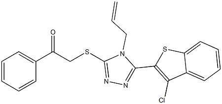 2-{[4-allyl-5-(3-chloro-1-benzothien-2-yl)-4H-1,2,4-triazol-3-yl]sulfanyl}-1-phenylethanone,,结构式