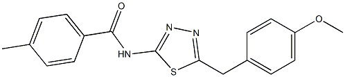 N-[5-(4-methoxybenzyl)-1,3,4-thiadiazol-2-yl]-4-methylbenzamide 化学構造式