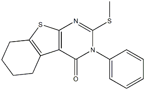 2-(methylsulfanyl)-3-phenyl-5,6,7,8-tetrahydro[1]benzothieno[2,3-d]pyrimidin-4(3H)-one Struktur