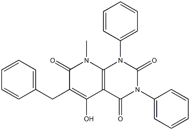 6-benzyl-5-hydroxy-8-methyl-1,3-diphenylpyrido[2,3-d]pyrimidine-2,4,7(1H,3H,8H)-trione,,结构式