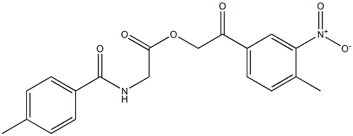2-{3-nitro-4-methylphenyl}-2-oxoethyl [(4-methylbenzoyl)amino]acetate,,结构式