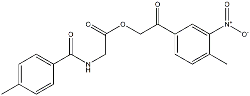 2-{3-nitro-4-methylphenyl}-2-oxoethyl [(4-methylbenzoyl)amino]acetate Structure