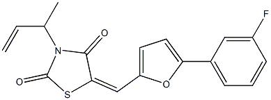 5-{[5-(3-fluorophenyl)-2-furyl]methylene}-3-(1-methylprop-2-enyl)-1,3-thiazolidine-2,4-dione|