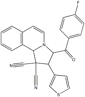 3-(4-fluorobenzoyl)-2-(3-thienyl)-2,3-dihydropyrrolo[2,1-a]isoquinoline-1,1(10bH)-dicarbonitrile Structure