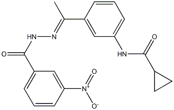 N-[3-(N-{3-nitrobenzoyl}ethanehydrazonoyl)phenyl]cyclopropanecarboxamide Structure