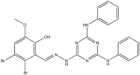 2,3-dibromo-6-hydroxy-5-methoxybenzaldehyde (4,6-dianilino-1,3,5-triazin-2-yl)hydrazone Struktur