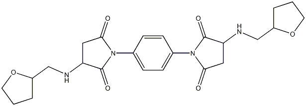 1-(4-{2,5-dioxo-3-[(tetrahydro-2-furanylmethyl)amino]-1-pyrrolidinyl}phenyl)-3-[(tetrahydro-2-furanylmethyl)amino]-2,5-pyrrolidinedione Struktur
