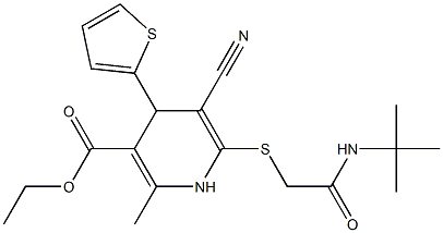 ethyl 6-{[2-(tert-butylamino)-2-oxoethyl]sulfanyl}-5-cyano-2-methyl-4-(2-thienyl)-1,4-dihydro-3-pyridinecarboxylate Structure