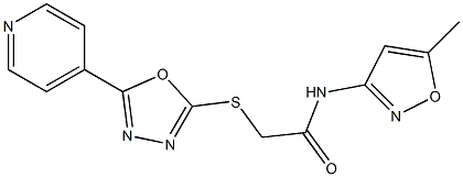 N-(5-methyl-3-isoxazolyl)-2-{[5-(4-pyridinyl)-1,3,4-oxadiazol-2-yl]sulfanyl}acetamide 化学構造式