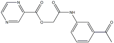 2-(3-acetylanilino)-2-oxoethyl pyrazine-2-carboxylate 化学構造式