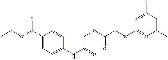 ethyl 4-{[({[(4,6-dimethyl-2-pyrimidinyl)sulfanyl]acetyl}oxy)acetyl]amino}benzoate Structure