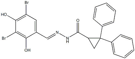 N'-(3,5-dibromo-2,4-dihydroxybenzylidene)-2,2-diphenylcyclopropanecarbohydrazide Structure