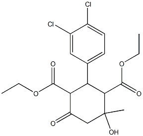 diethyl 2-(3,4-dichlorophenyl)-4-hydroxy-4-methyl-6-oxo-1,3-cyclohexanedicarboxylate 结构式