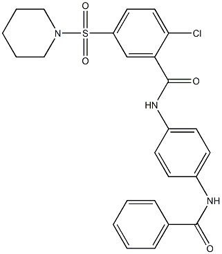 N-[4-(benzoylamino)phenyl]-2-chloro-5-(1-piperidinylsulfonyl)benzamide,,结构式