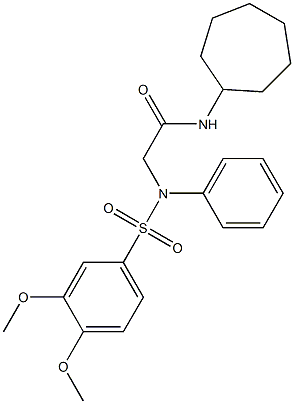 N-cycloheptyl-2-{[(3,4-dimethoxyphenyl)sulfonyl]anilino}acetamide,,结构式