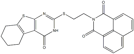 2-{2-[(4-oxo-3,4,5,6,7,8-hexahydro[1]benzothieno[2,3-d]pyrimidin-2-yl)sulfanyl]ethyl}-1H-benzo[de]isoquinoline-1,3(2H)-dione Struktur