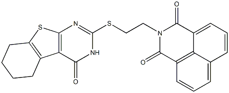 2-{2-[(4-oxo-3,4,5,6,7,8-hexahydro[1]benzothieno[2,3-d]pyrimidin-2-yl)sulfanyl]ethyl}-1H-benzo[de]isoquinoline-1,3(2H)-dione 化学構造式