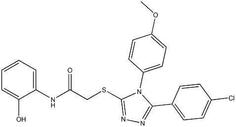 2-{[5-(4-chlorophenyl)-4-(4-methoxyphenyl)-4H-1,2,4-triazol-3-yl]sulfanyl}-N-(2-hydroxyphenyl)acetamide,,结构式