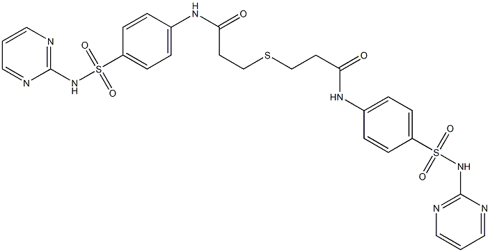 3-[(3-oxo-3-{4-[(2-pyrimidinylamino)sulfonyl]anilino}propyl)sulfanyl]-N-{4-[(2-pyrimidinylamino)sulfonyl]phenyl}propanamide Struktur
