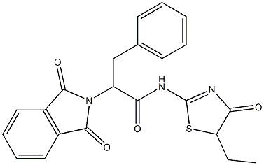 2-(1,3-dioxo-1,3-dihydro-2H-isoindol-2-yl)-N-(5-ethyl-4-oxo-4,5-dihydro-1,3-thiazol-2-yl)-3-phenylpropanamide Struktur