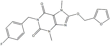 1-(4-fluorobenzyl)-8-(2-furylmethoxy)-3,7-dimethyl-3,7-dihydro-1H-purine-2,6-dione,,结构式