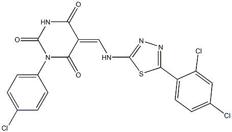 1-(4-chlorophenyl)-5-({[5-(2,4-dichlorophenyl)-1,3,4-thiadiazol-2-yl]amino}methylene)-2,4,6(1H,3H,5H)-pyrimidinetrione|