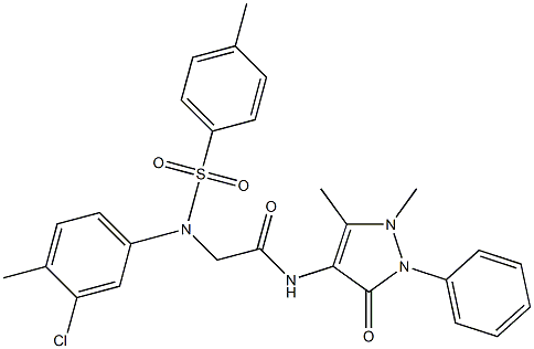 2-{3-chloro-4-methyl[(4-methylphenyl)sulfonyl]anilino}-N-(1,5-dimethyl-3-oxo-2-phenyl-2,3-dihydro-1H-pyrazol-4-yl)acetamide Structure