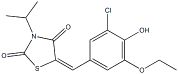 5-(3-chloro-5-ethoxy-4-hydroxybenzylidene)-3-isopropyl-1,3-thiazolidine-2,4-dione 化学構造式