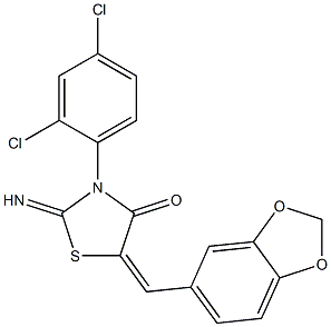 5-(1,3-benzodioxol-5-ylmethylene)-3-(2,4-dichlorophenyl)-2-imino-1,3-thiazolidin-4-one Structure