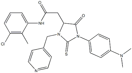 N-(3-chloro-2-methylphenyl)-2-[1-[4-(dimethylamino)phenyl]-5-oxo-3-(4-pyridinylmethyl)-2-thioxo-4-imidazolidinyl]acetamide Structure