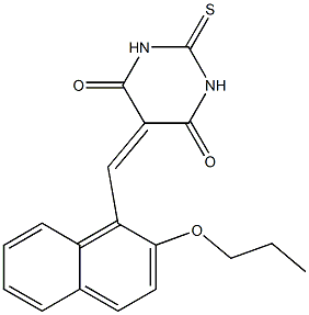 5-[(2-propoxy-1-naphthyl)methylene]-2-thioxodihydro-4,6(1H,5H)-pyrimidinedione,,结构式