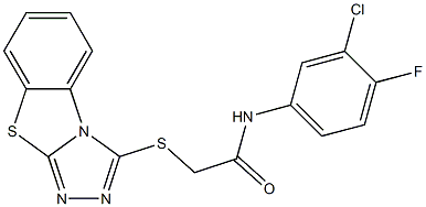 N-(3-chloro-4-fluorophenyl)-2-([1,2,4]triazolo[3,4-b][1,3]benzothiazol-3-ylsulfanyl)acetamide,,结构式