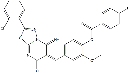 4-[(2-(2-chlorophenyl)-5-imino-7-oxo-5H-[1,3,4]thiadiazolo[3,2-a]pyrimidin-6(7H)-ylidene)methyl]-2-methoxyphenyl 4-fluorobenzoate 结构式