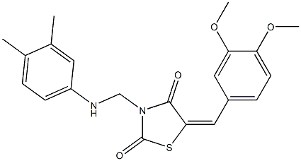 5-(3,4-dimethoxybenzylidene)-3-[(3,4-dimethylanilino)methyl]-1,3-thiazolidine-2,4-dione Struktur