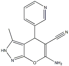 6-amino-3-methyl-4-(3-pyridinyl)-2,4-dihydropyrano[2,3-c]pyrazole-5-carbonitrile Structure