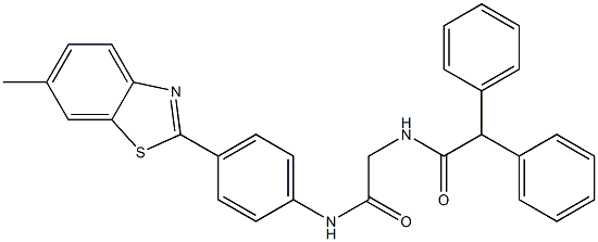 N-{2-[4-(6-methyl-1,3-benzothiazol-2-yl)anilino]-2-oxoethyl}-2,2-diphenylacetamide,,结构式
