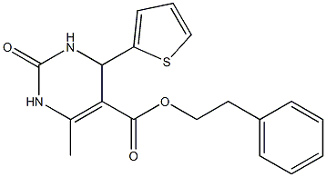 2-phenylethyl 6-methyl-2-oxo-4-(2-thienyl)-1,2,3,4-tetrahydro-5-pyrimidinecarboxylate Struktur