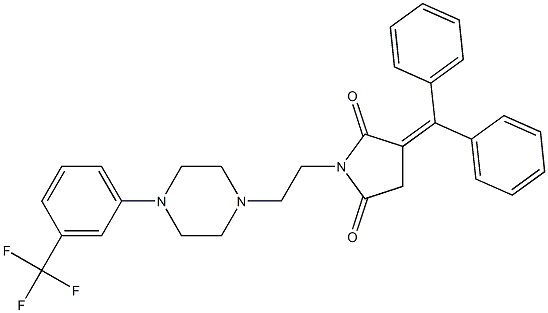 3-(diphenylmethylene)-1-(2-{4-[3-(trifluoromethyl)phenyl]-1-piperazinyl}ethyl)-2,5-pyrrolidinedione,,结构式