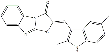 2-[(2,5-dimethyl-1H-indol-3-yl)methylene][1,3]thiazolo[3,2-a]benzimidazol-3(2H)-one Struktur