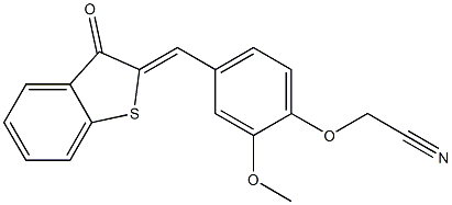 {2-methoxy-4-[(3-oxo-1-benzothien-2(3H)-ylidene)methyl]phenoxy}acetonitrile Struktur