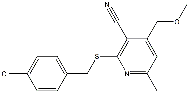 2-[(4-chlorobenzyl)sulfanyl]-4-(methoxymethyl)-6-methylnicotinonitrile 化学構造式