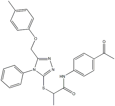 N-(4-acetylphenyl)-2-({5-[(4-methylphenoxy)methyl]-4-phenyl-4H-1,2,4-triazol-3-yl}sulfanyl)propanamide Structure